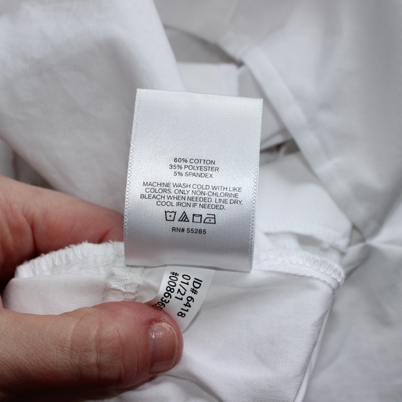 Express Cropped Tie Front Padded Shoulder Top (White) Size S - Picture 7 of 7